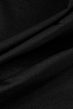 Black Fashion Sexy Solid Bandage Hollowed Out Backless Strapless Sleeveless Two Pieces