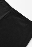 Black Fashion Sexy Solid Bandage Hollowed Out Backless Strapless Sleeveless Two Pieces