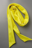 Yellow Fashion Casual Print Split Joint Turndown Collar Long Sleeve Dresses