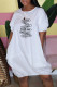 White Fashion Casual Print Letter O Neck Lantern Skirt Dresses