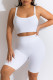 White Casual Sportswear Solid Backless Spaghetti Strap Sleeveless Two Pieces