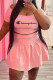 Pink Fashion Casual Print Letter Off the Shoulder Short Sleeve Two Pieces