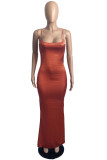 Green Fashion Sexy Solid Backless Spaghetti Strap Long Dress