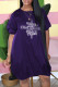 Purple Fashion Casual Print Letter O Neck Lantern Skirt Dresses