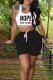 Black Casual Print Patchwork U Neck Sleeveless Two Pieces