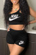 Black Fashion Sexy Print Letter One Shoulder Sleeveless Two Pieces
