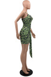 Rose Red Fashion Sexy Print Bandage Backless Spaghetti Strap Sleeveless Dress