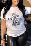 Grey Fashion Casual Print Split Joint Letter O Neck T-Shirts
