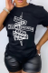 Black Fashion Casual Print Patchwork Letter O Neck T-Shirts