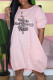 Pink Fashion Casual Print Letter O Neck Lantern Skirt Dresses
