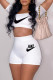 White Fashion Sexy Print Letter Square Collar Short Sleeve Two Pieces