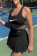 Black Fashion Sportswear Solid Patchwork U Neck Sleeveless Two Pieces