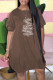 Coffee Fashion Casual Print Letter O Neck Lantern Skirt Dresses