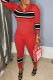 Red Fashion Casual Patchwork Basic O Neck Long Sleeve Two Pieces