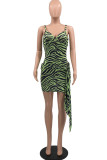Rose Red Fashion Sexy Print Bandage Backless Spaghetti Strap Sleeveless Dress