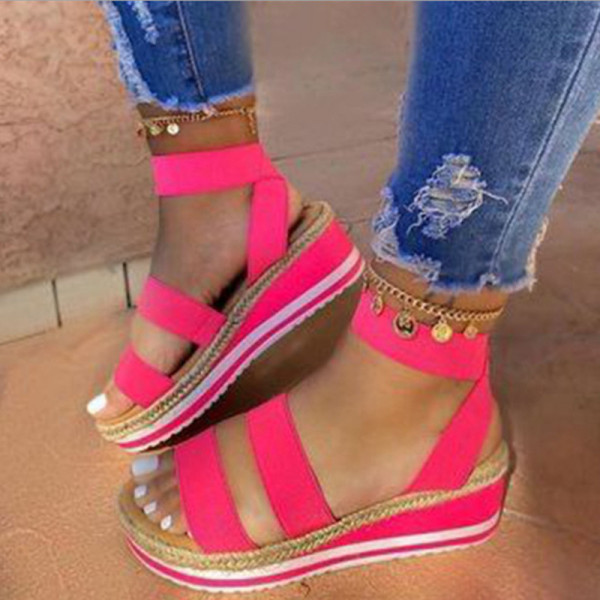 Pink Fashion Casual Patchwork Round Sandals