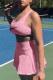 Pink Fashion Sportswear Solid Patchwork U Neck Sleeveless Two Pieces