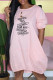 Pink Fashion Casual Print Letter O Neck Lantern Skirt Dresses
