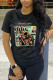 Black Fashion Casual Print Basic O Neck T-Shirts