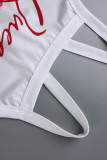 White Red Sexy Casual Print Vests O Neck Tops