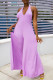 Purple Sexy Casual Solid Bandage Backless Halter Regular Jumpsuits