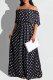 Black Fashion Casual Dot Print Backless Off the Shoulder Long Dress Dresses