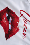 White Red Sexy Casual Print Vests O Neck Tops