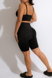 White Casual Sportswear Solid Backless Spaghetti Strap Sleeveless Two Pieces