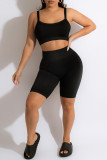 White Casual Sportswear Solid Backless Spaghetti Strap Sleeveless Two Pieces