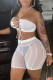 White Fashion Sexy Solid See-through Skinny High Waist Shorts