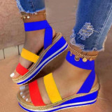 Blue Fashion Casual Patchwork Round Sandals