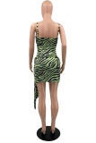 Rose Red Fashion Sexy Print Bandage Backless Spaghetti Strap Sleeveless Dress