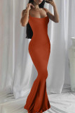 Green Fashion Sexy Solid Backless Spaghetti Strap Long Dress
