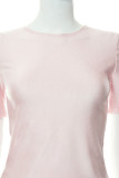 Red Sexy Solid Patchwork O Neck Short Sleeve Two Pieces