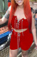 Red Sexy Casual Solid Bandage Spaghetti Strap Sleeveless Two Pieces