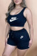 Black Fashion Casual Print Letter U Neck Sleeveless Two Pieces