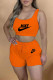 Orange Fashion Casual Print Letter U Neck Sleeveless Two Pieces