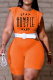 Orange Casual Print Patchwork O Neck Skinny Rompers without Belt