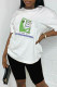 White Fashion Casual Print Basic O Neck Short Sleeve Two Pieces