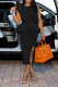 Black Casual Solid Flounce Irregular Dress Dresses