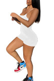 White Fashion street Solid Milk. Sleeveless Slip Rompers