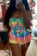 Green Fashion Sexy Print Tie Dye Bandage Backless Strapless Skinny Romper