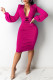 Rose Red Fashion Sexy Print Letter V Neck One Step Skirt Dresses