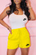 Yellow Fashion Sexy Print Patchwork U Neck Sleeveless Two Pieces