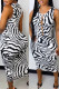 Black And White Fashion Sexy Casual Animal Print Hollowed Out O Neck Sleeveless Dress Dresses