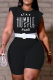 Black Casual Print Patchwork O Neck Skinny Rompers without Belt