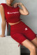 Red Fashion Sportswear Print Letter O Neck Sleeveless Two Pieces