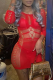 Red Sexy Solid Lace Mesh O Neck Pencil Skirt Dresses