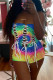 Blue Fashion Sexy Print Tie Dye Bandage Backless Strapless Skinny Romper