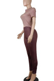 Blue Gray Sexy Solid Hollowed Out Patchwork Buttons O Neck Regular Jumpsuits